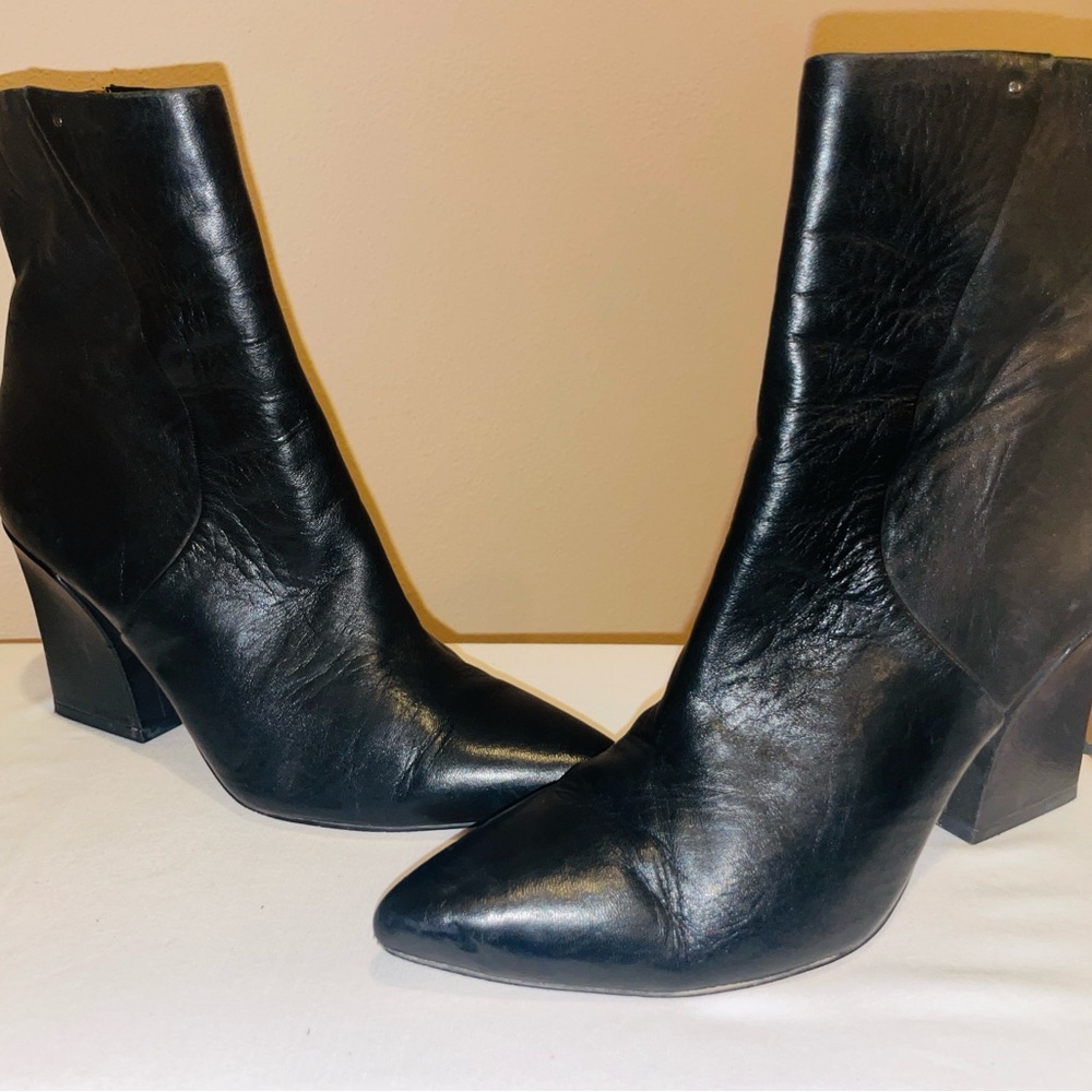 Black Leather Ankle Boots